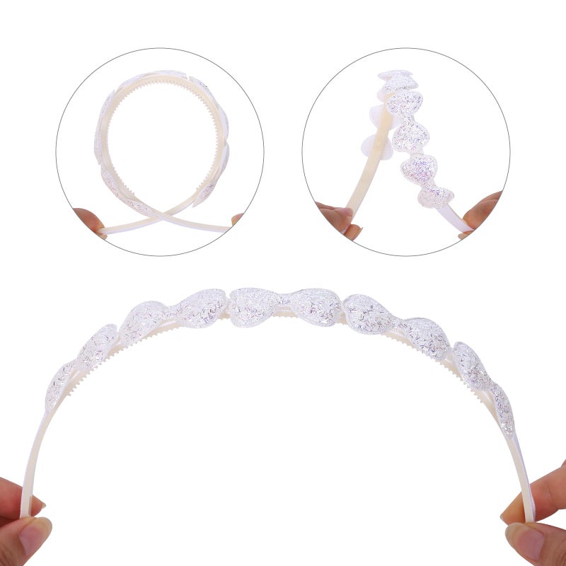 Fishdown 6Pcs Girls Glitter Headbands Toddler Head Bands with Teeth Non-slip Glitter Headband Hairband for Girls and Kids - Image 3